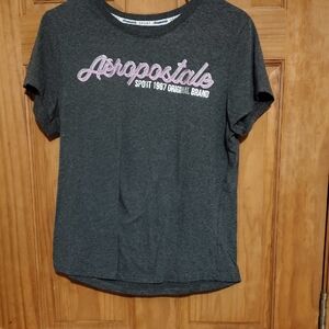 Aeropostale Gray and Pink Short Sleeve Tee